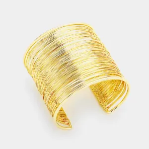 Multi Layered Gold Metal Cuff Bracelet | Pageant Jewelry | Evening Jewelry |  372447