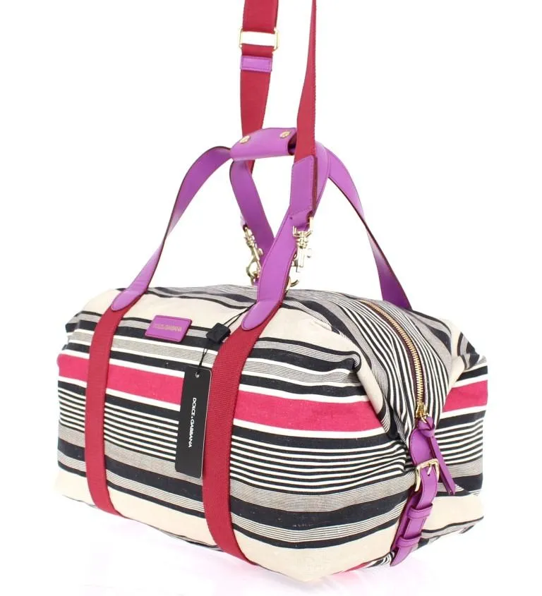 Multicolor striped travel bag
