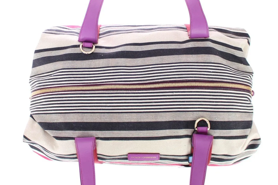 Multicolor striped travel bag
