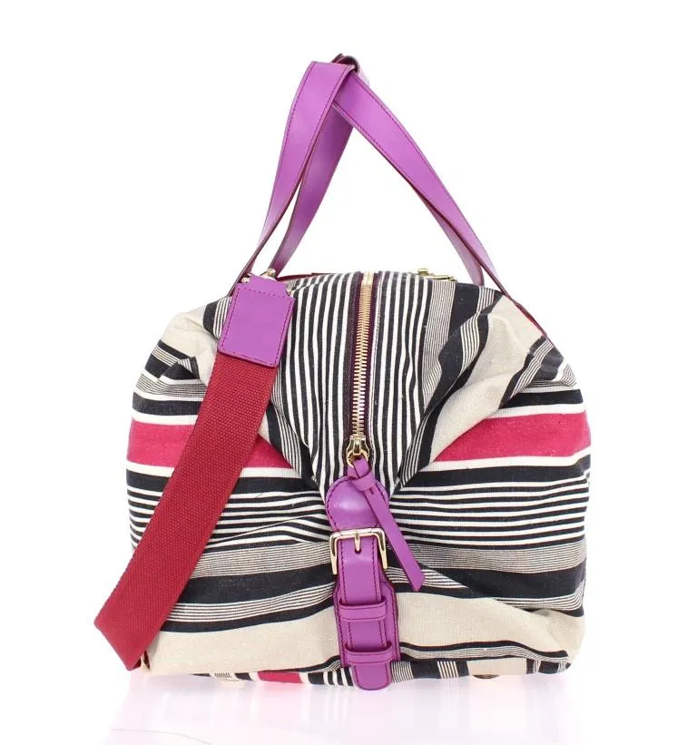 Multicolor striped travel bag