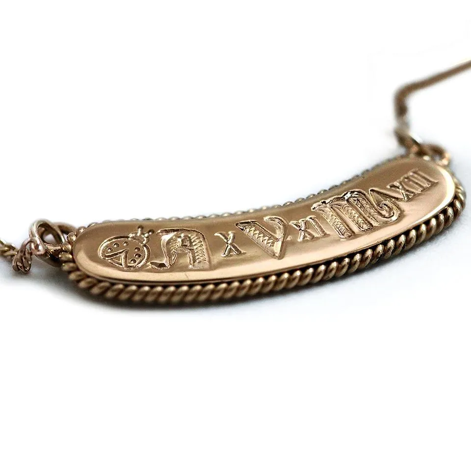 Name bar necklace- solid gold bar necklace