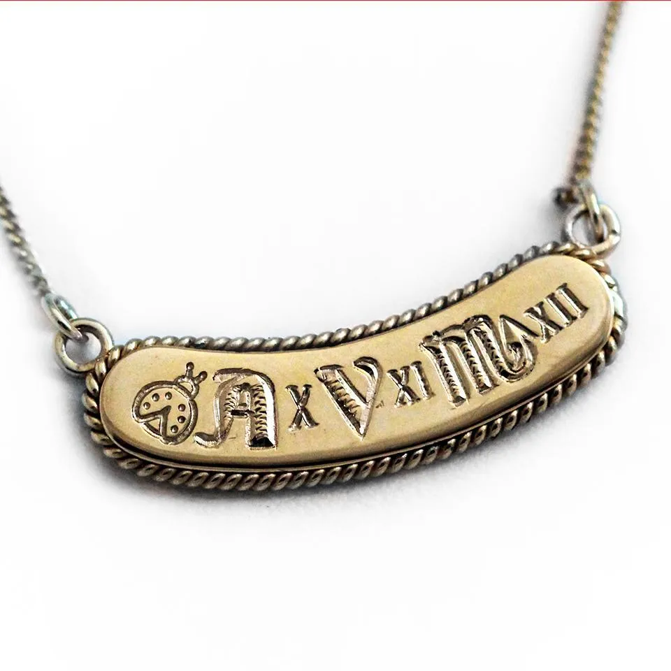 Name bar necklace- solid gold bar necklace