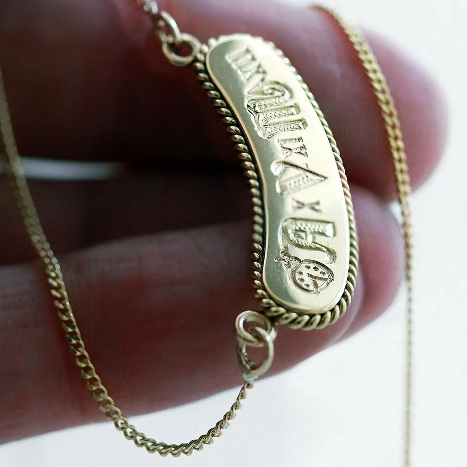 Name bar necklace- solid gold bar necklace