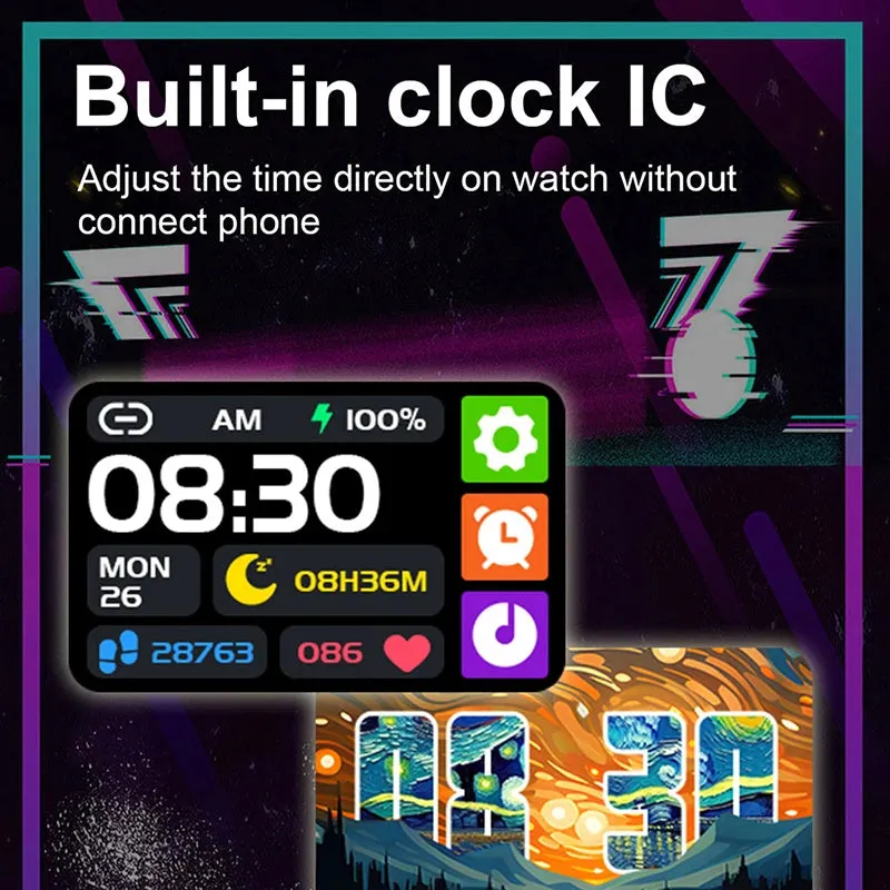 New Fashion Personality Smart Watch 1.57-inch HD Large Screen 24h Continuous Heart Rate Sleep Monitor Game Waterproof Smartwatch