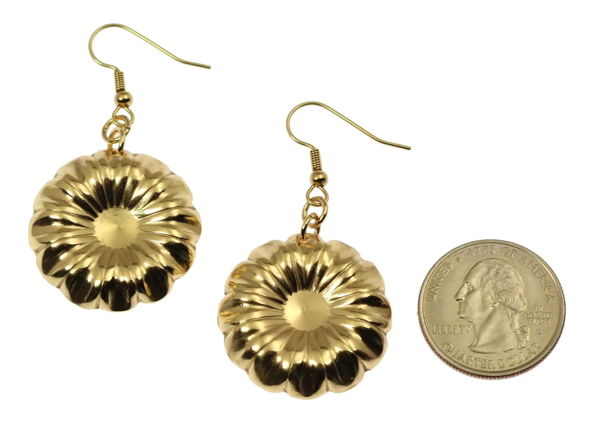 Nu Gold  Chrysanthemum Flower Drop Earrings