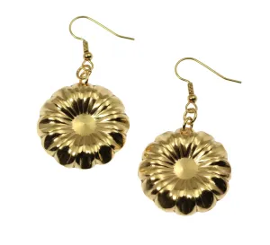 Nu Gold  Chrysanthemum Flower Drop Earrings