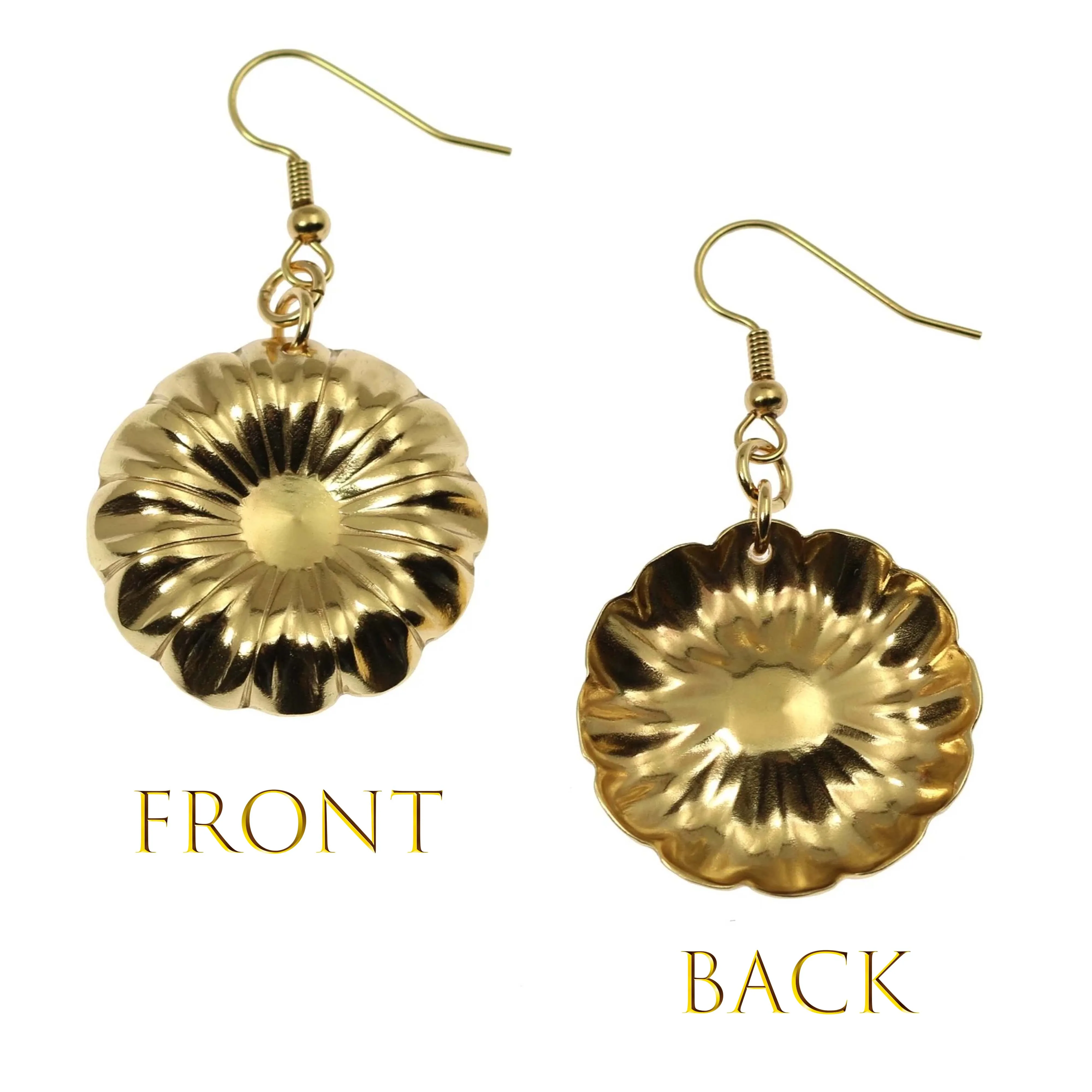 Nu Gold  Chrysanthemum Flower Drop Earrings