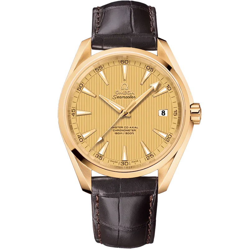 Omega Seamaster Aqua Terra 150M 41.5 mm, yellow gold on leather strap