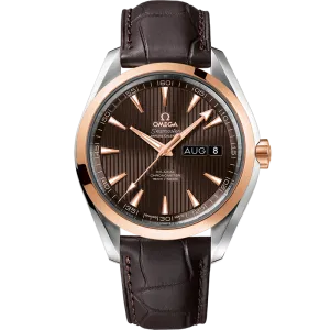 Omega Seamaster Aqua Terra 150M 43 mm, steel - red gold on leather strap