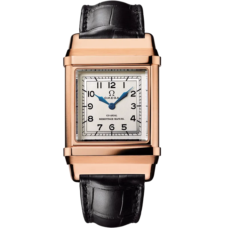 Omega Specialities 50.5 x 33.05 mm, red gold on leather strap