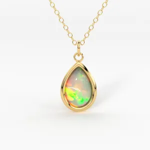 Opal 14k Gold Necklace / Teardrop Opal Necklace / Small Opal Necklace / Opal Jewelry / Dainty Necklace / Minimalist Jewelry / Gift for her