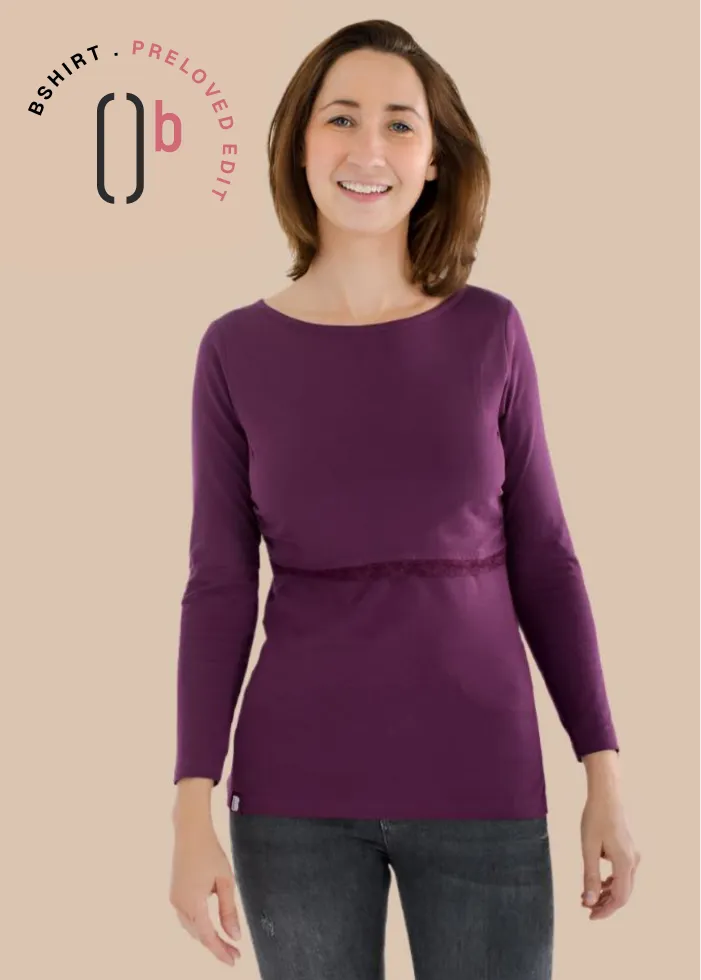 Organic Long Sleeves Breastfeeding Top in Plum *PreLoved*