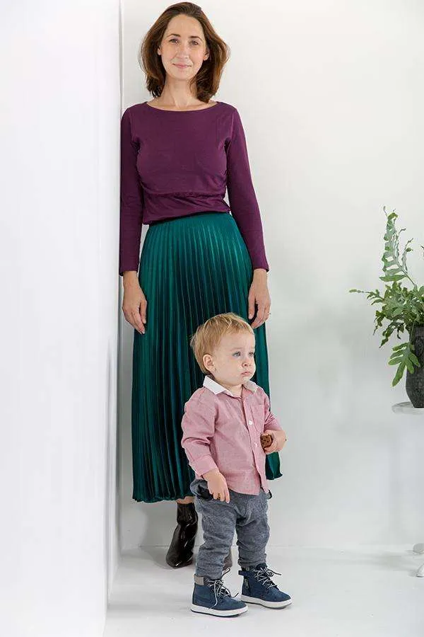 Organic Long Sleeves Breastfeeding Top in Plum *PreLoved*