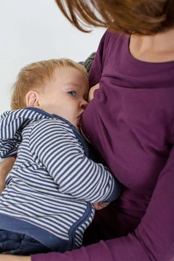 Organic Long Sleeves Breastfeeding Top in Plum *PreLoved*