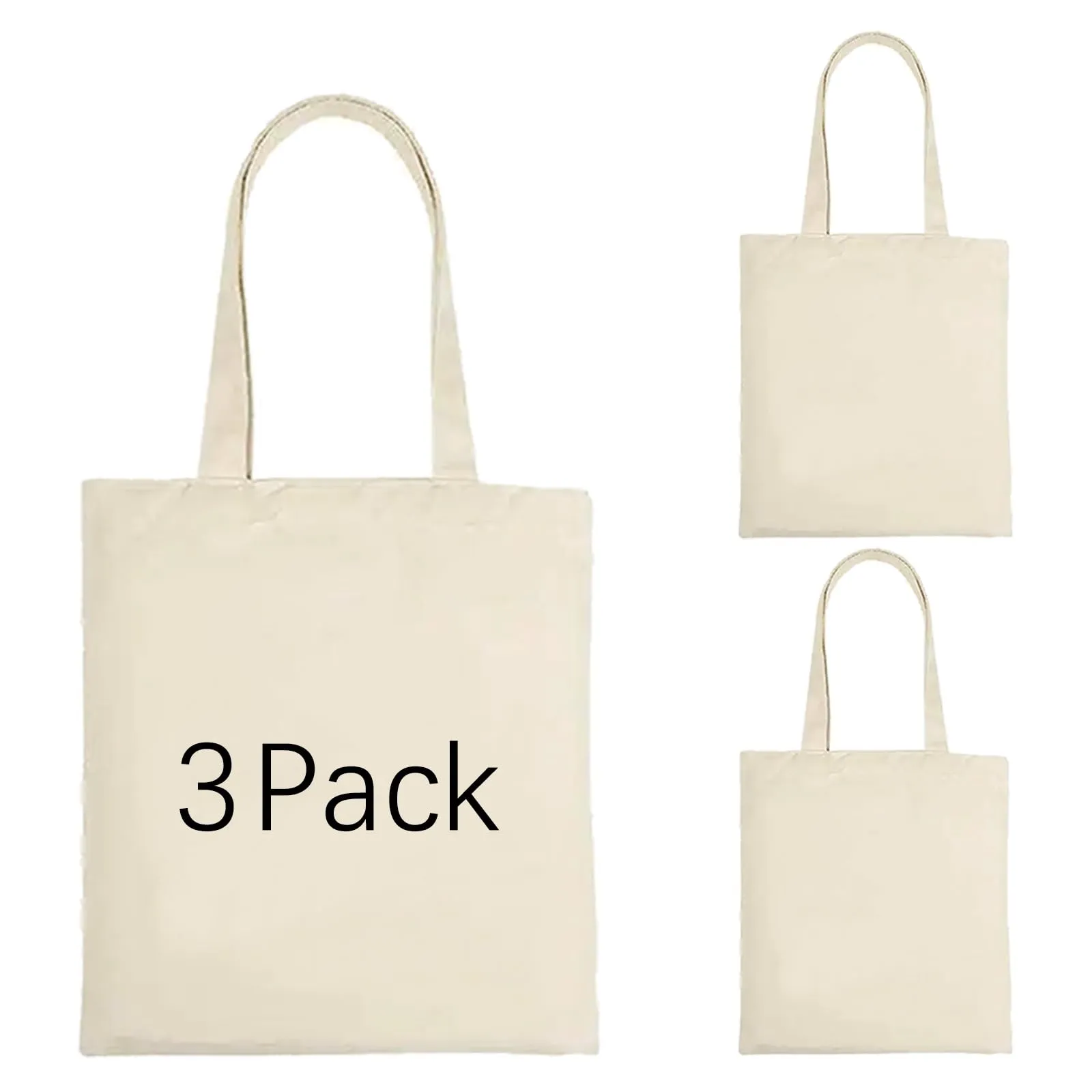ORJ 3 PCS Sublimation blank canvas bags bulk,Polyester Tote Bags for Sublimation, 12.2 x 14.2Inch Blank Canvas Tote Bags DIY custom Shopping Bag