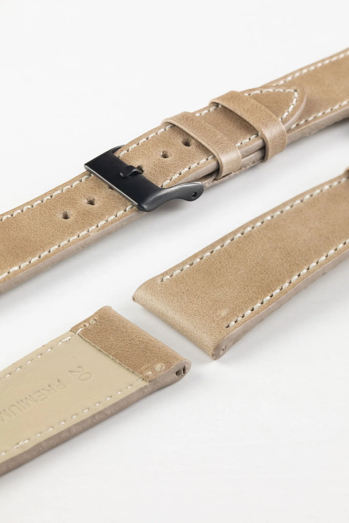 Pebro VINTAGE Leather Watch Strap in SAND