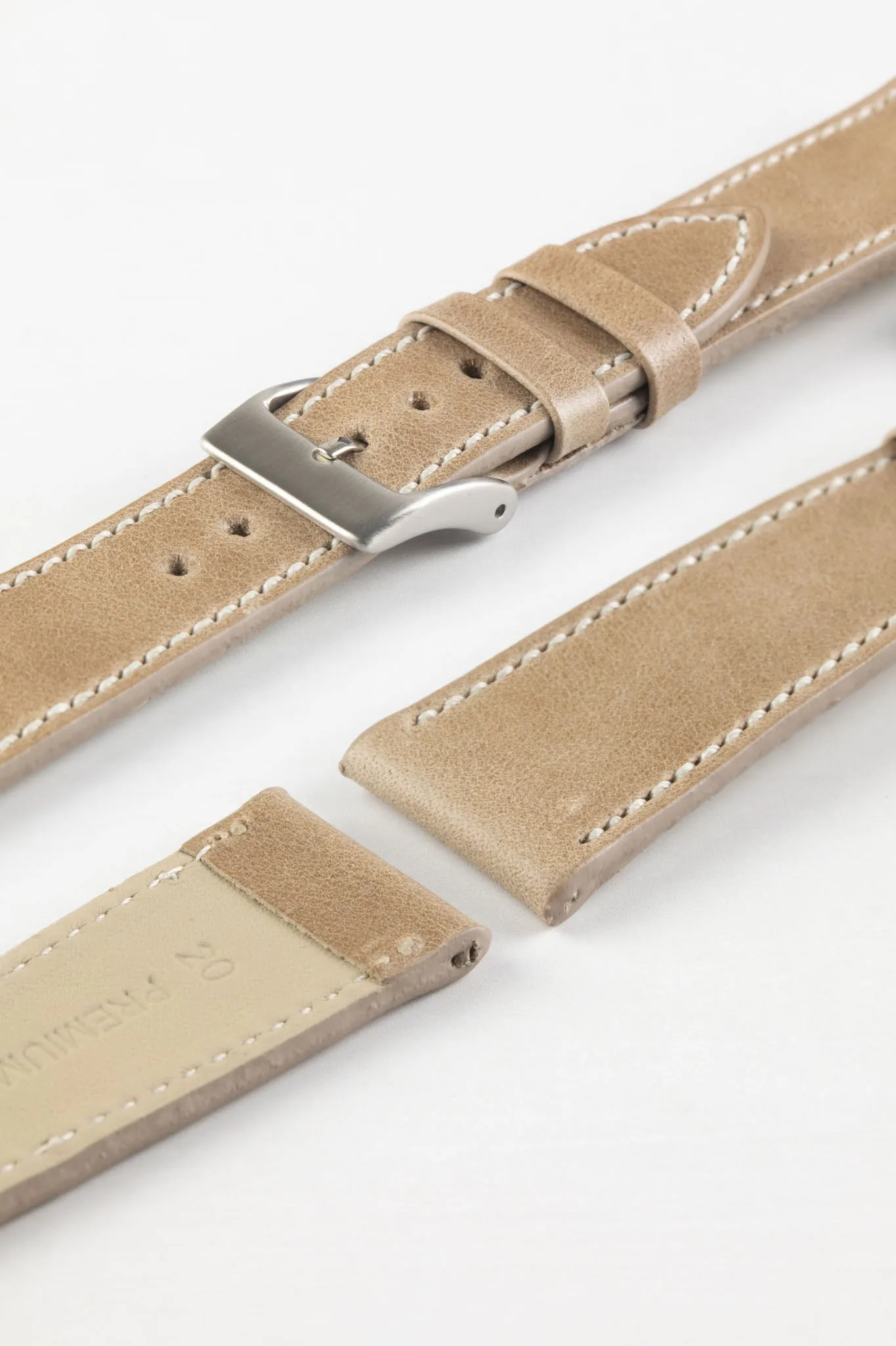 Pebro VINTAGE Leather Watch Strap in SAND