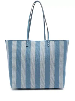 pequin striped and ff fabric roll large reversible shopper