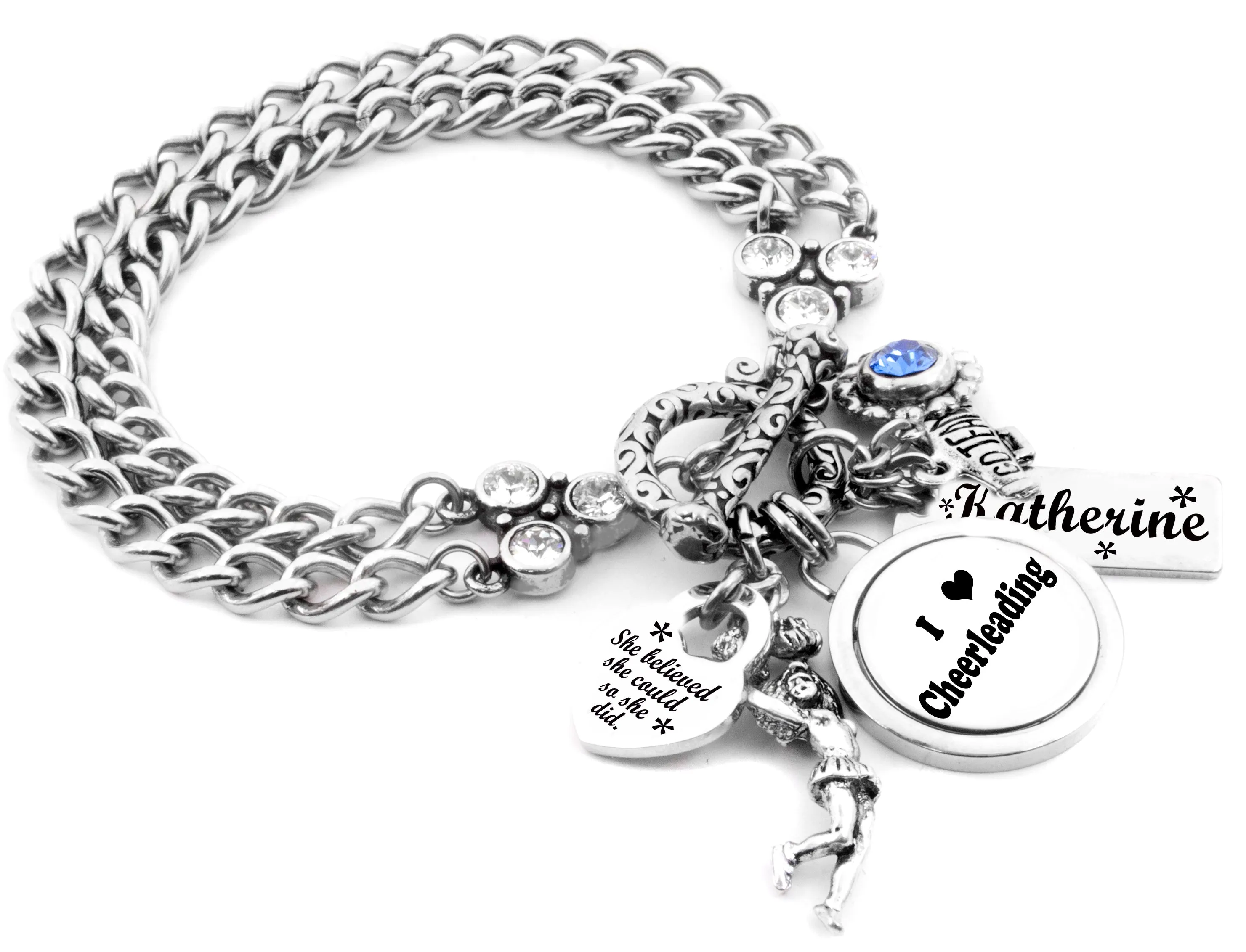 Personalized Cheerleading Daughter or Granddaughter Bracelet