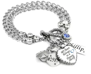 Personalized Deputy Sheriff Heart Charm Bracelet