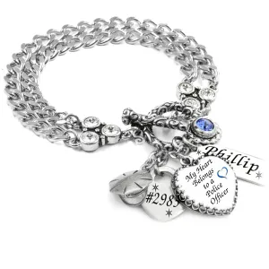 Personalized Police Officer Heart Charm Bracelet