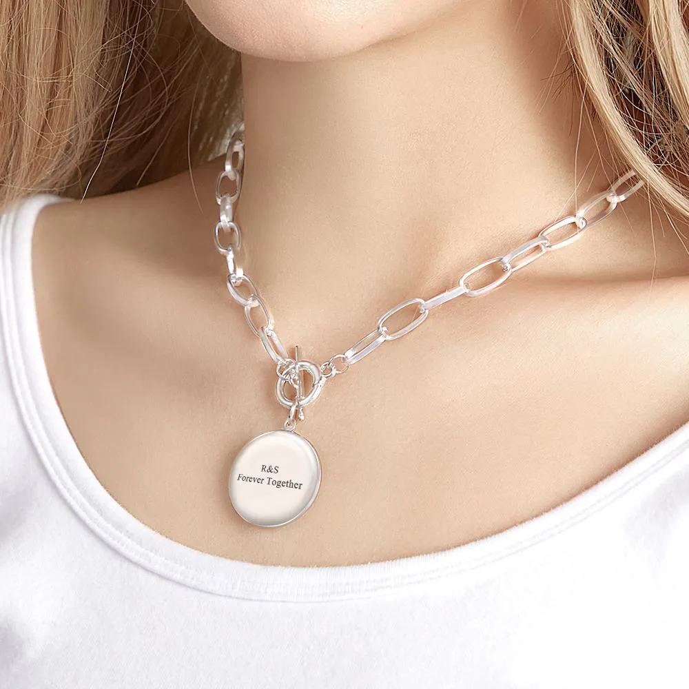 Photo Elegant Necklace Engraved Pendant Chain Necklace for Her
