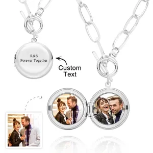 Photo Elegant Necklace Engraved Pendant Chain Necklace for Her
