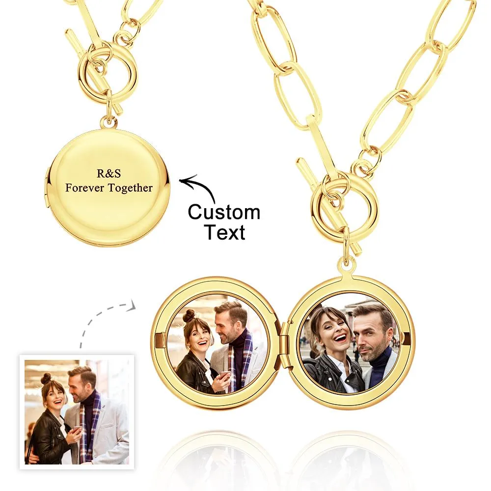 Photo Elegant Necklace Engraved Pendant Chain Necklace for Her