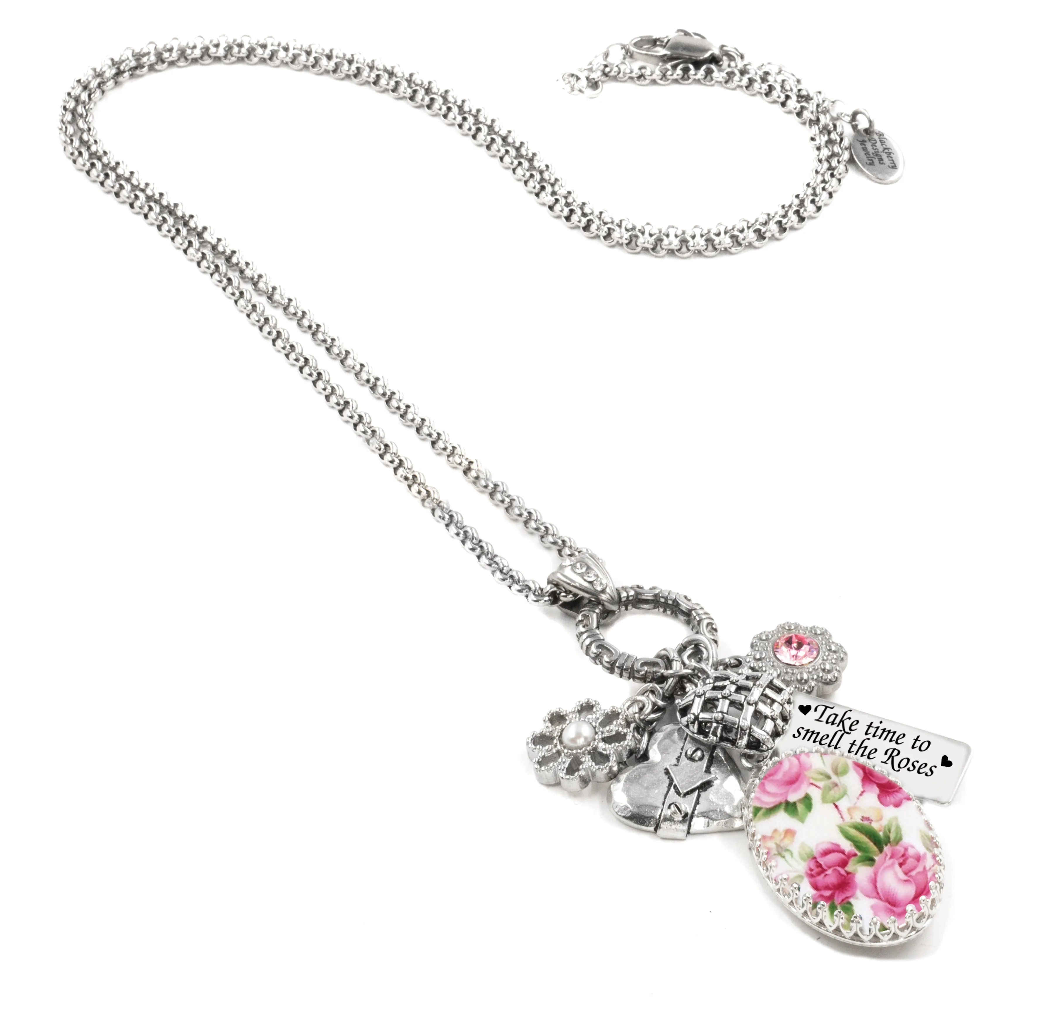 Pink Rose Charm Necklace
