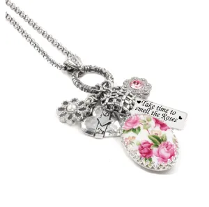 Pink Rose Charm Necklace