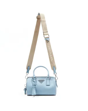 Prada Baby Blue Saffiano Leather Logo Plaque Top Handle Bag