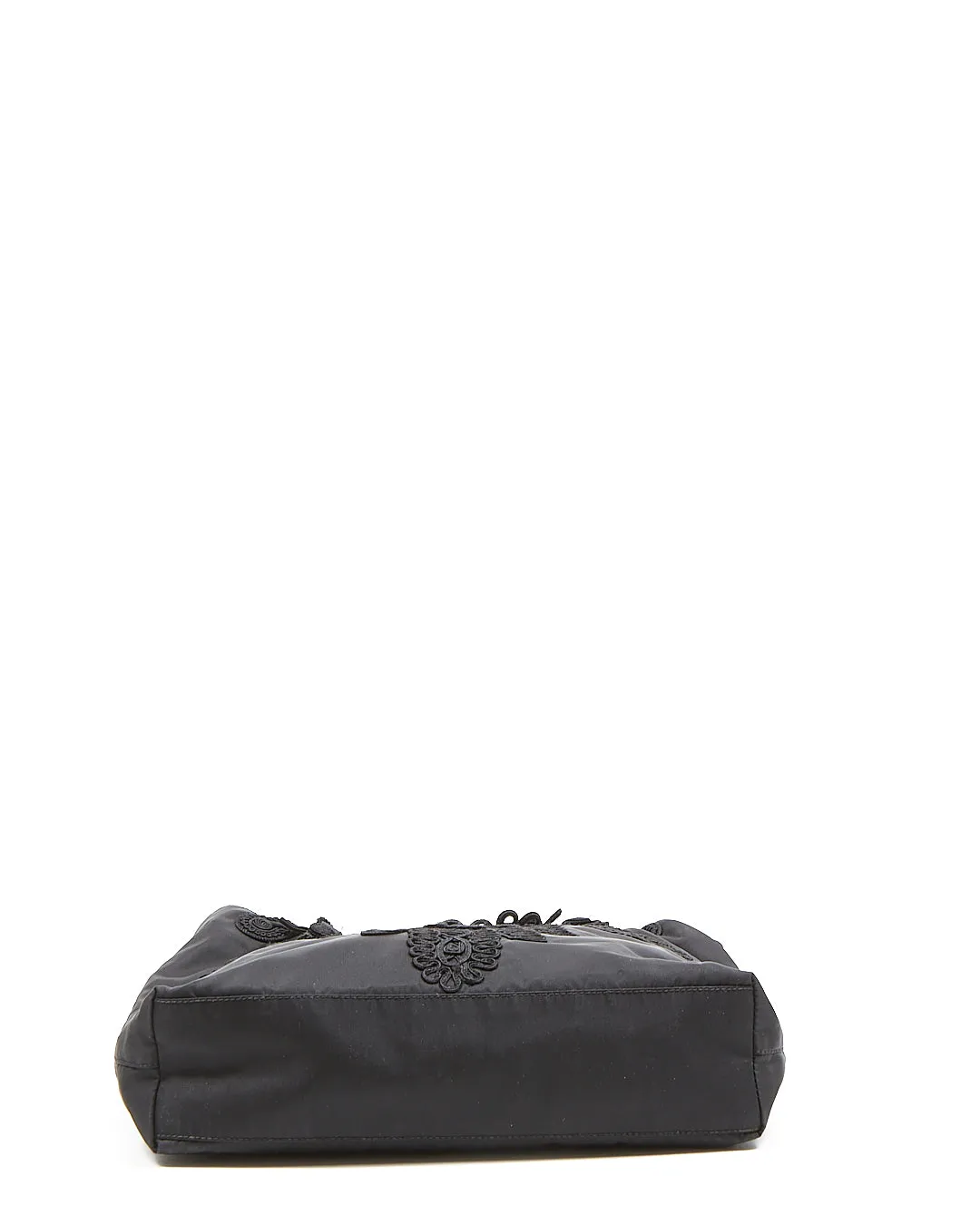 Prada Black Nylon Tessuto Embroidered Tote bag