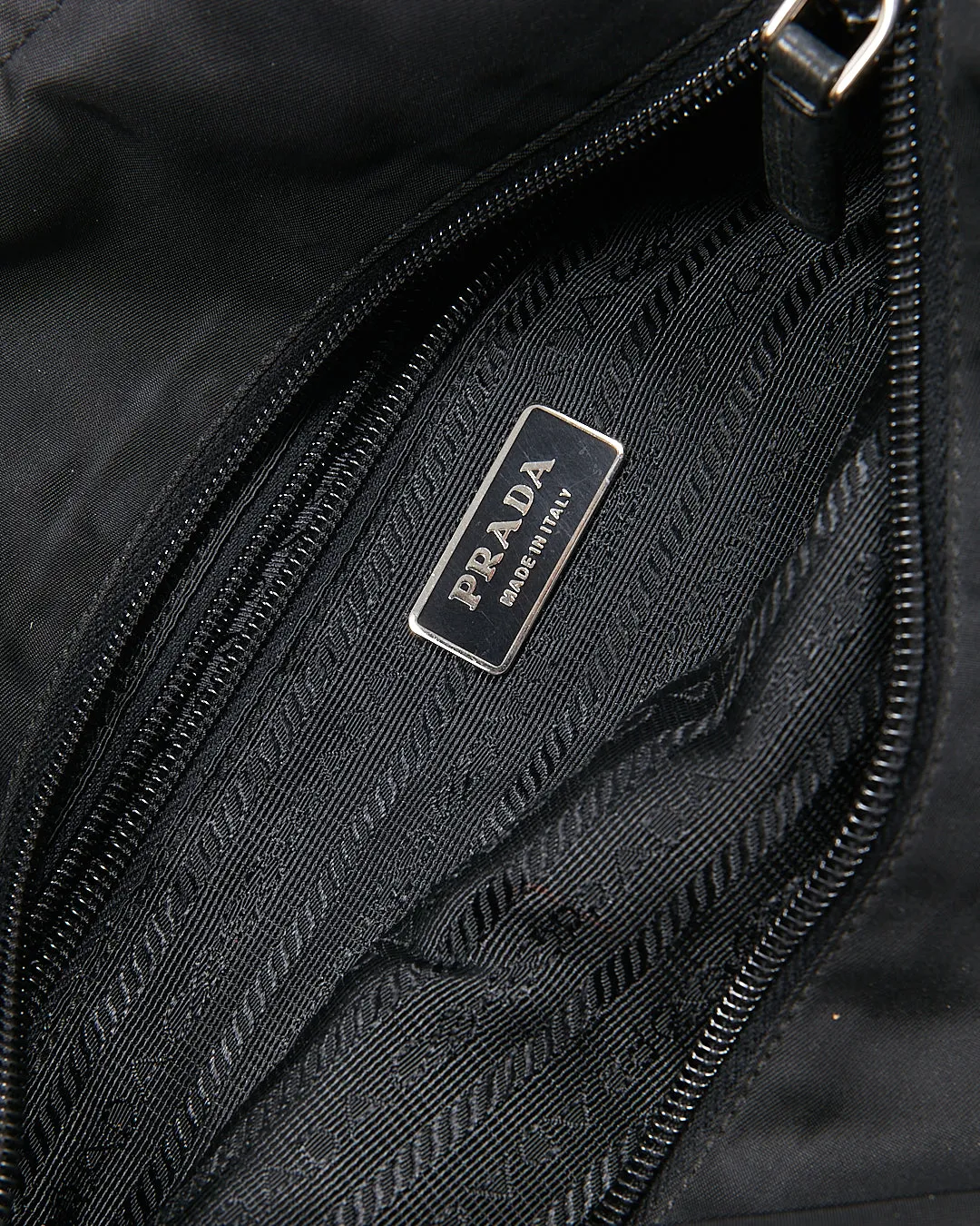 Prada Black Nylon Tessuto Embroidered Tote bag