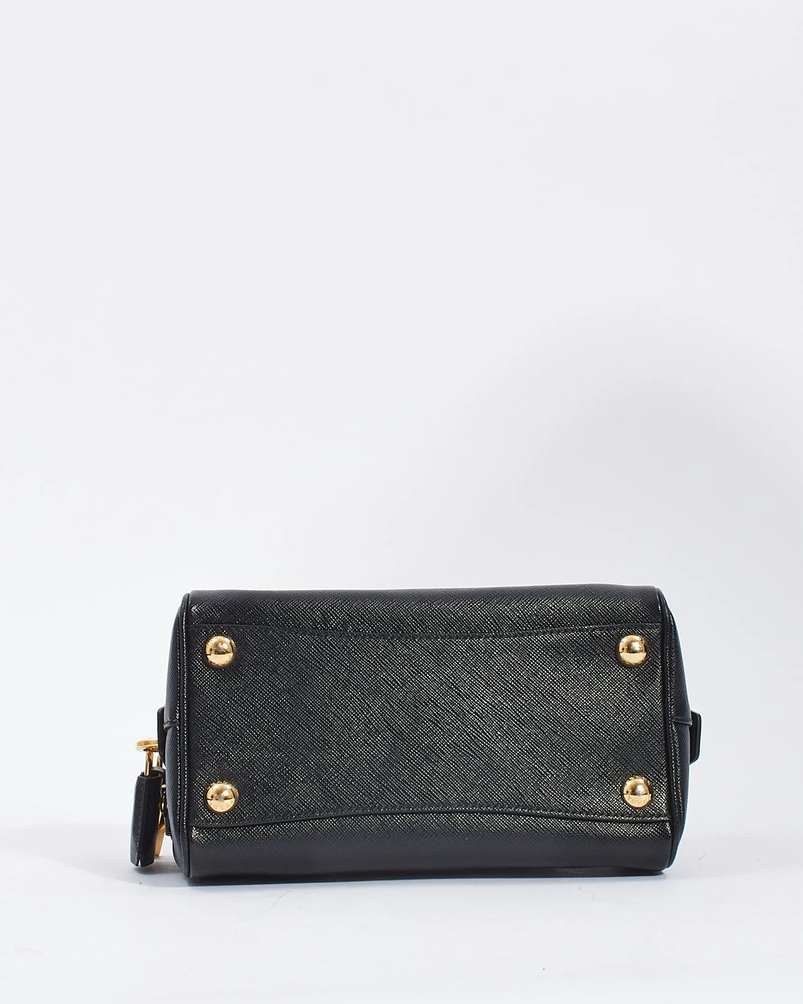 Prada Black Saffiano Leather Mini Top Handle Bowler with Strap
