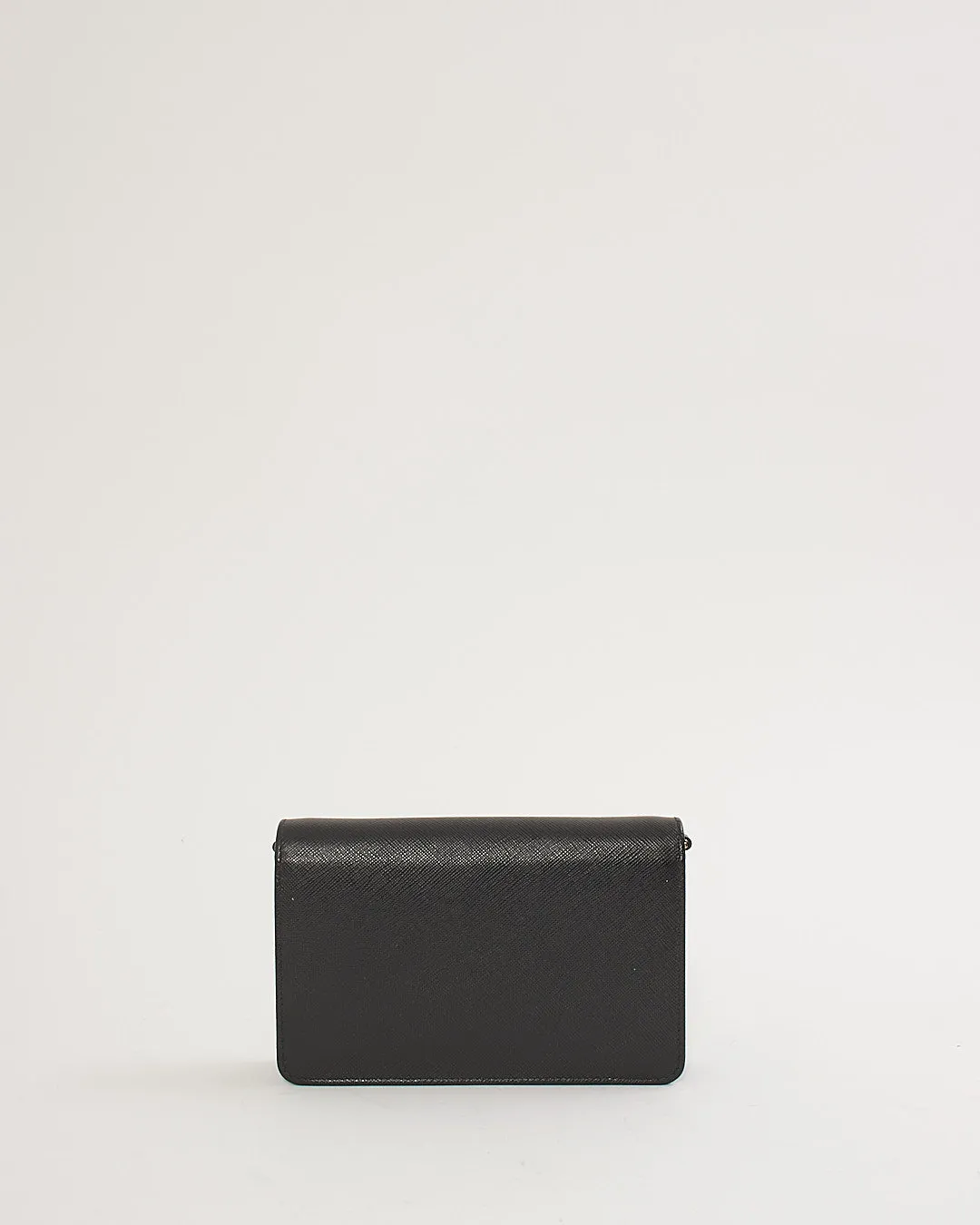 Prada Black Saffiano Leather Wallet On Chain