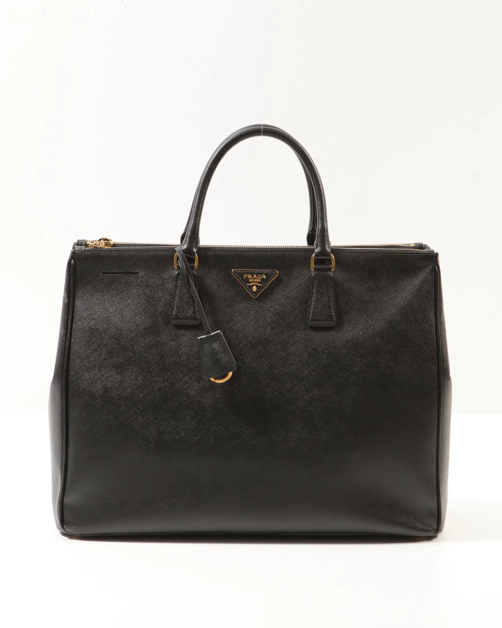 Prada Black Saffiano Leather XL Double Zip Tote