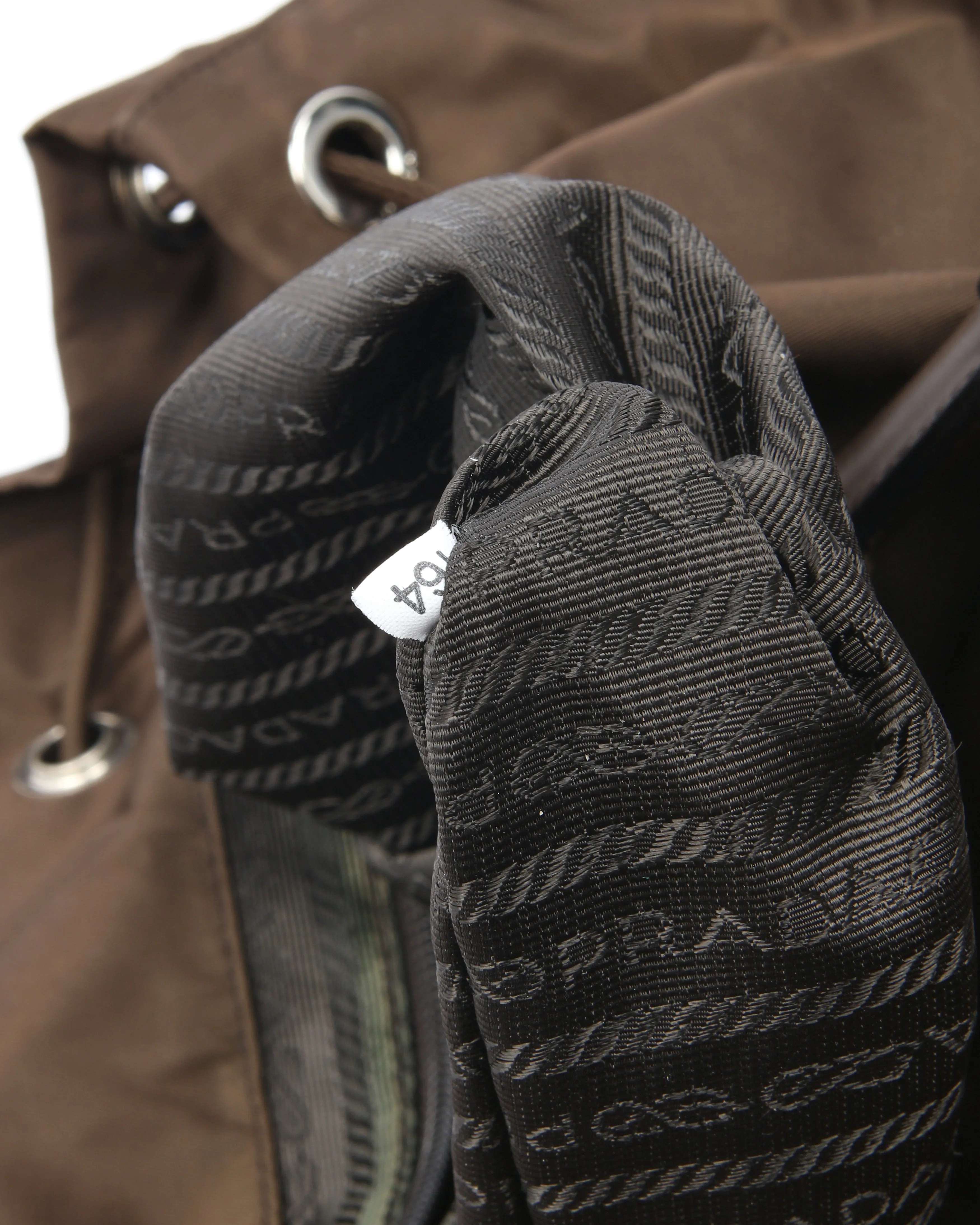 Prada Brown Nylon Tessuto Medium Drawstring Backpack