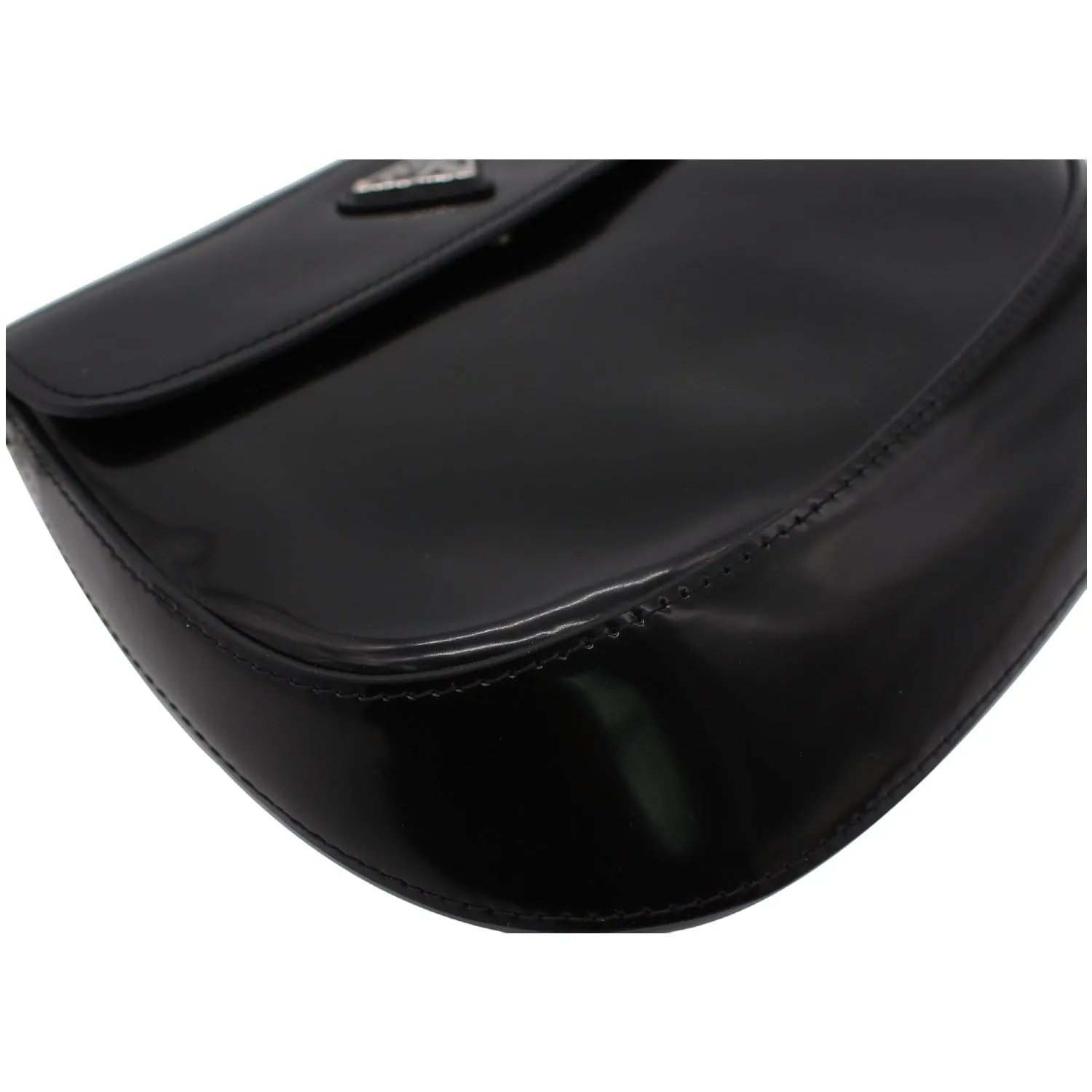 PRADA Cleo Brushed Leather Shoulder Bag Black