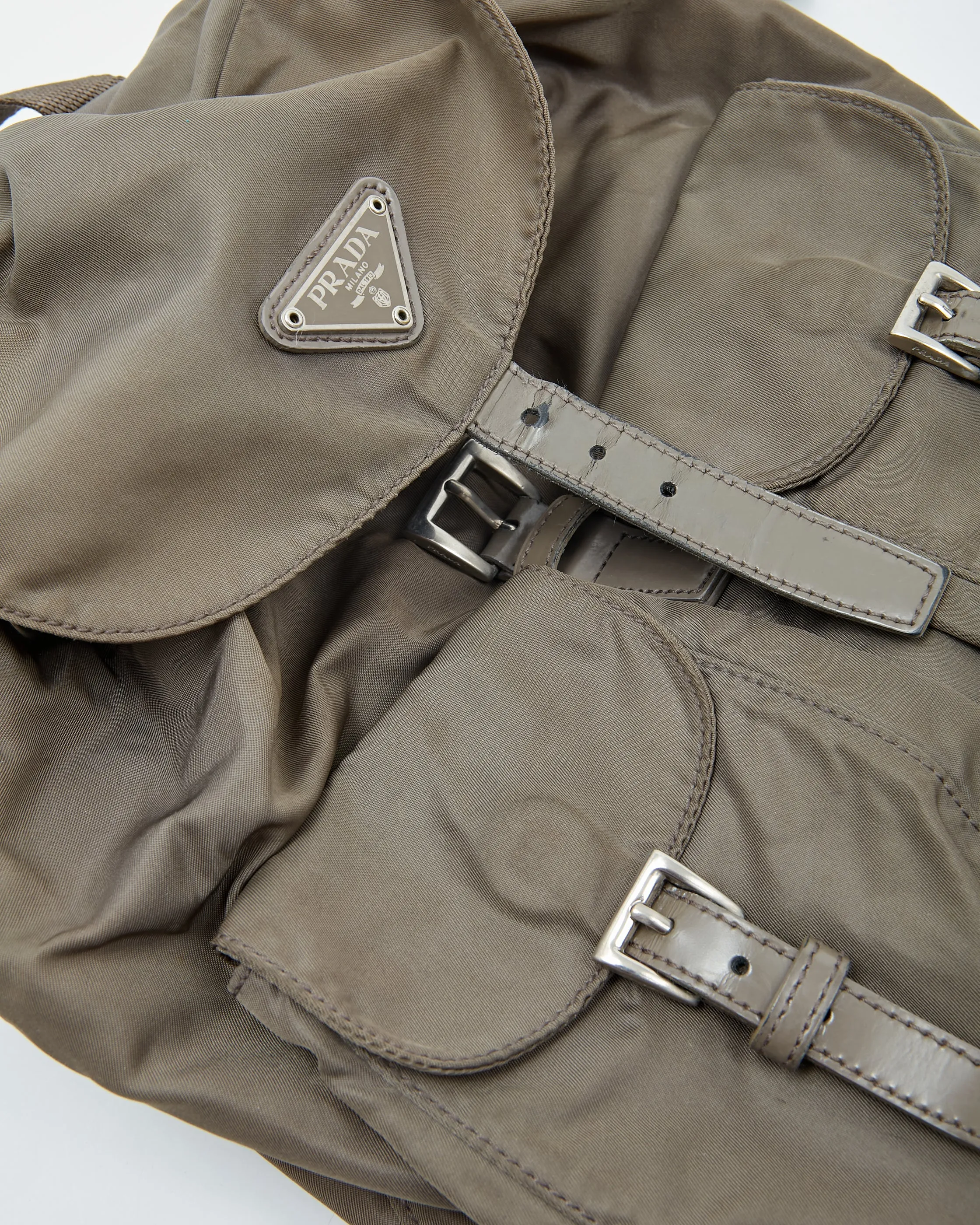 Prada Khaki Nylon Tessuto Small Backpack Bag