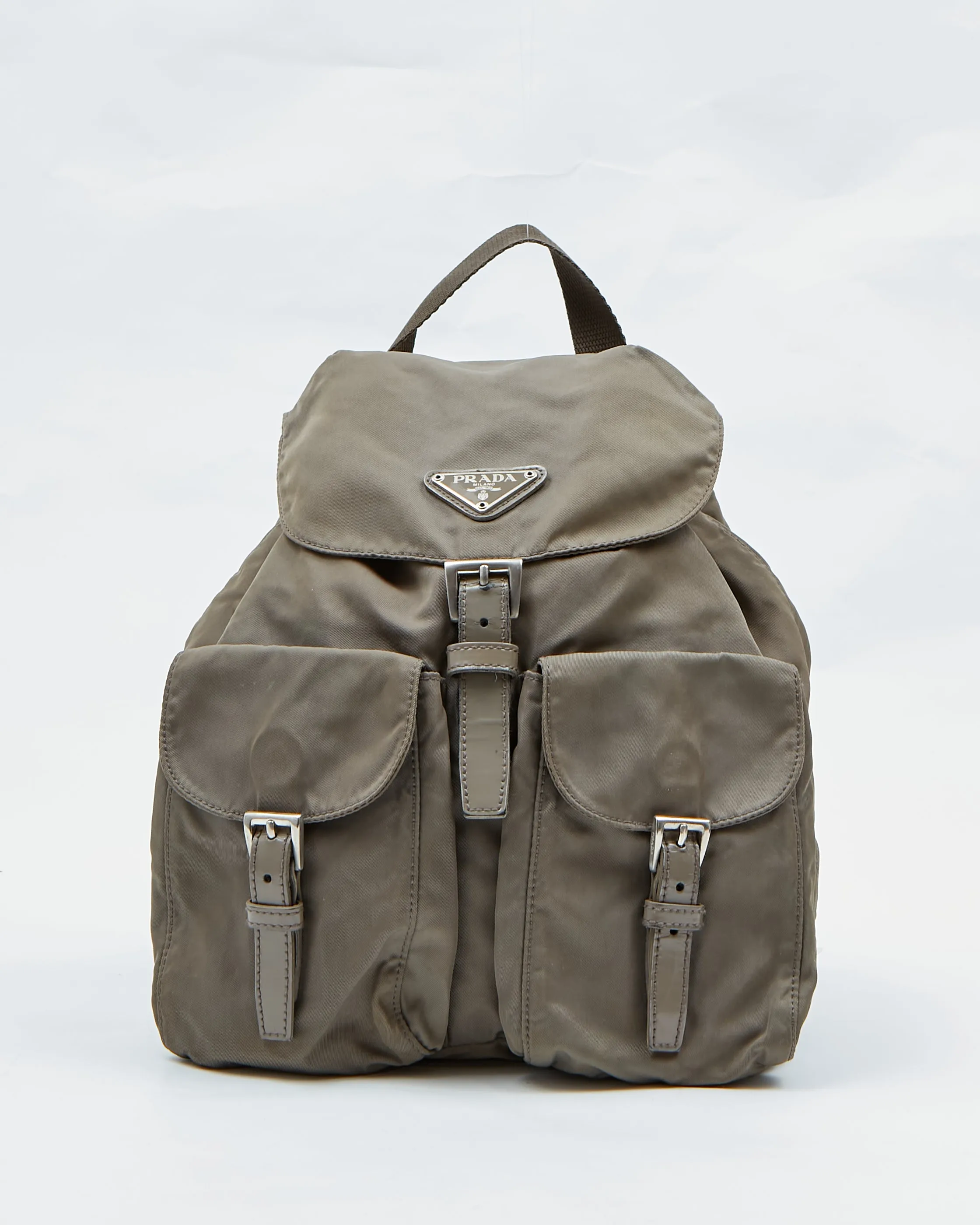 Prada Khaki Nylon Tessuto Small Backpack Bag