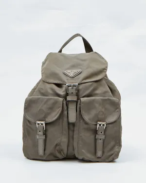 Prada Khaki Nylon Tessuto Small Backpack Bag