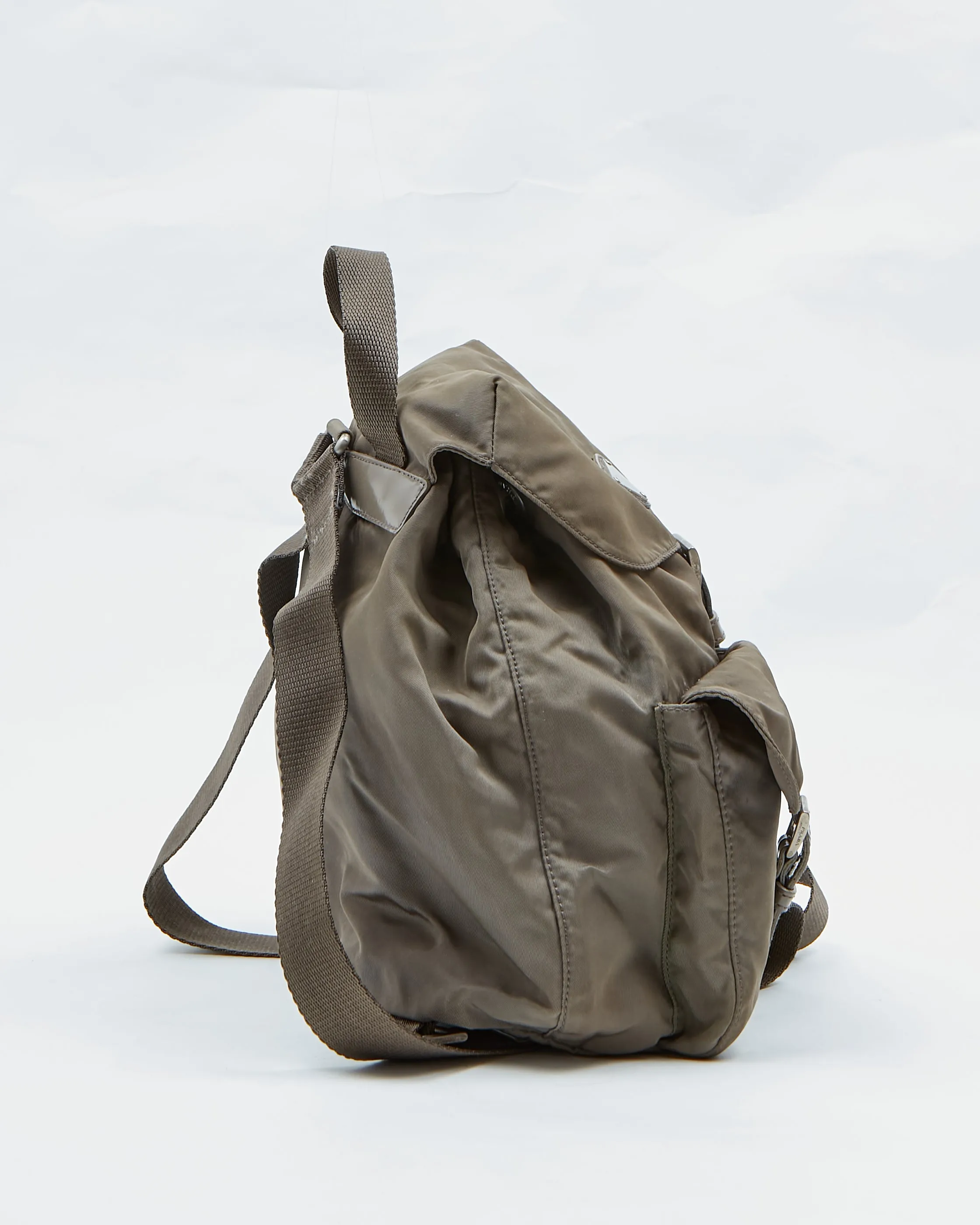 Prada Khaki Nylon Tessuto Small Backpack Bag