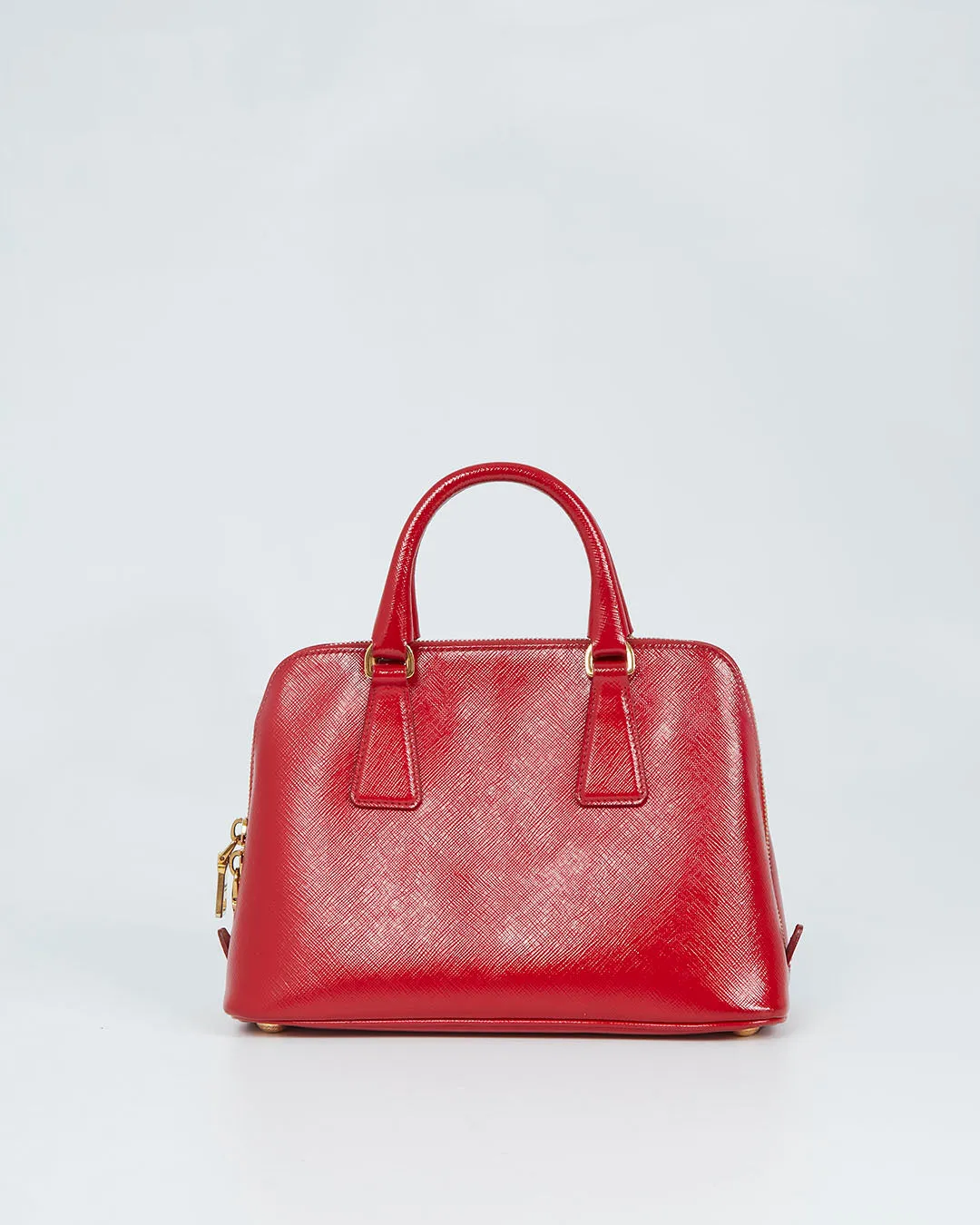 Prada Red Patent Saffiano Promenade Small Top Handle Bag