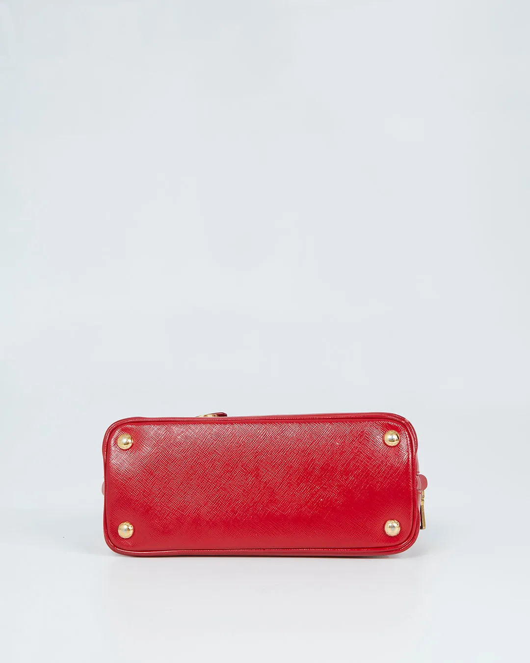 Prada Red Patent Saffiano Promenade Small Top Handle Bag
