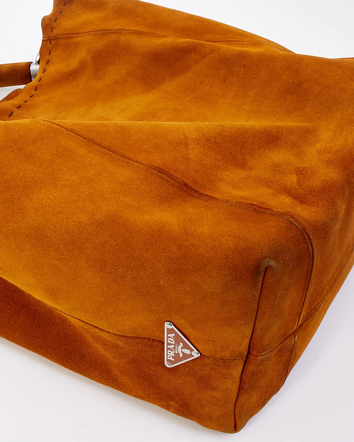 Prada Tan Suede Hobo Shoulder Bag