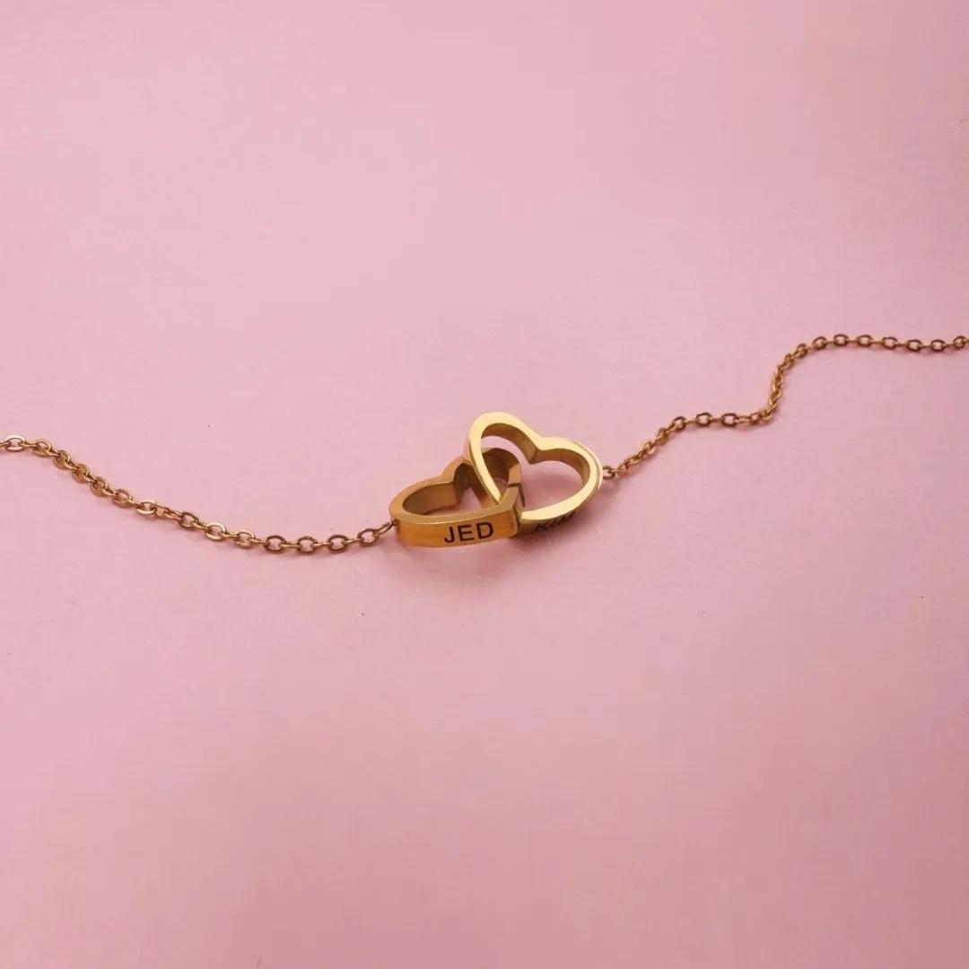 *PRE-ORDER LIMITED Lazer Engraved Interlocking Heart Necklace