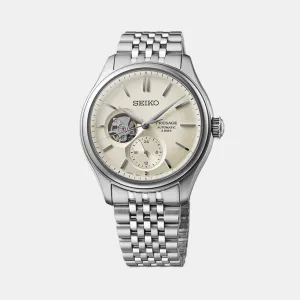 Presage Men Automatic White Dial Multi-Function Stainless Steel Watch SPB469J1