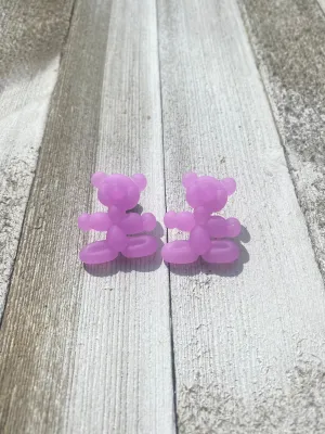 Purple Balloon Bear Earrings