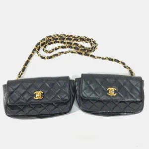 Quilted Leather Extra Mini Vintage Classic Flap Bag Set Of 2