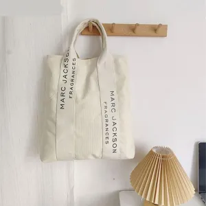 Realaiot 1 Pc Minimalist Letter Black and White Canvas Bag Fashion Large  Shopping  Bag Fabric Reusable Women Shoulder Tote Bag